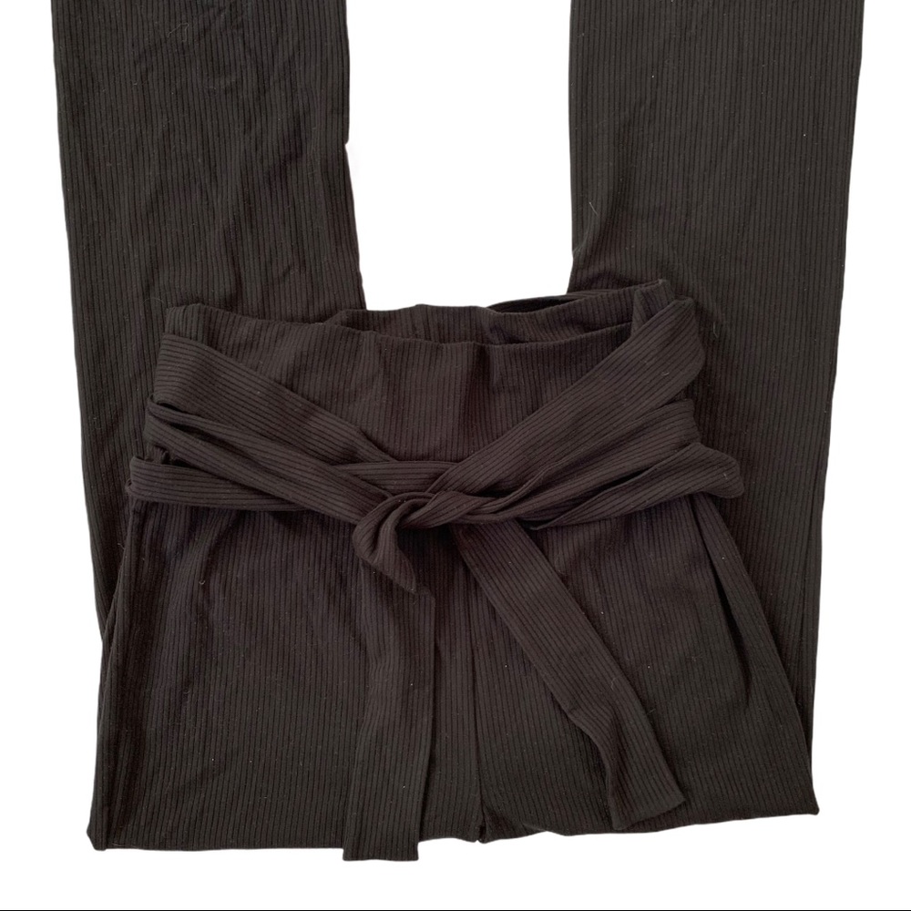 Reformation Pants Kassia Tie Waist Rib Knit Black M NWT - Picture 14 of 16